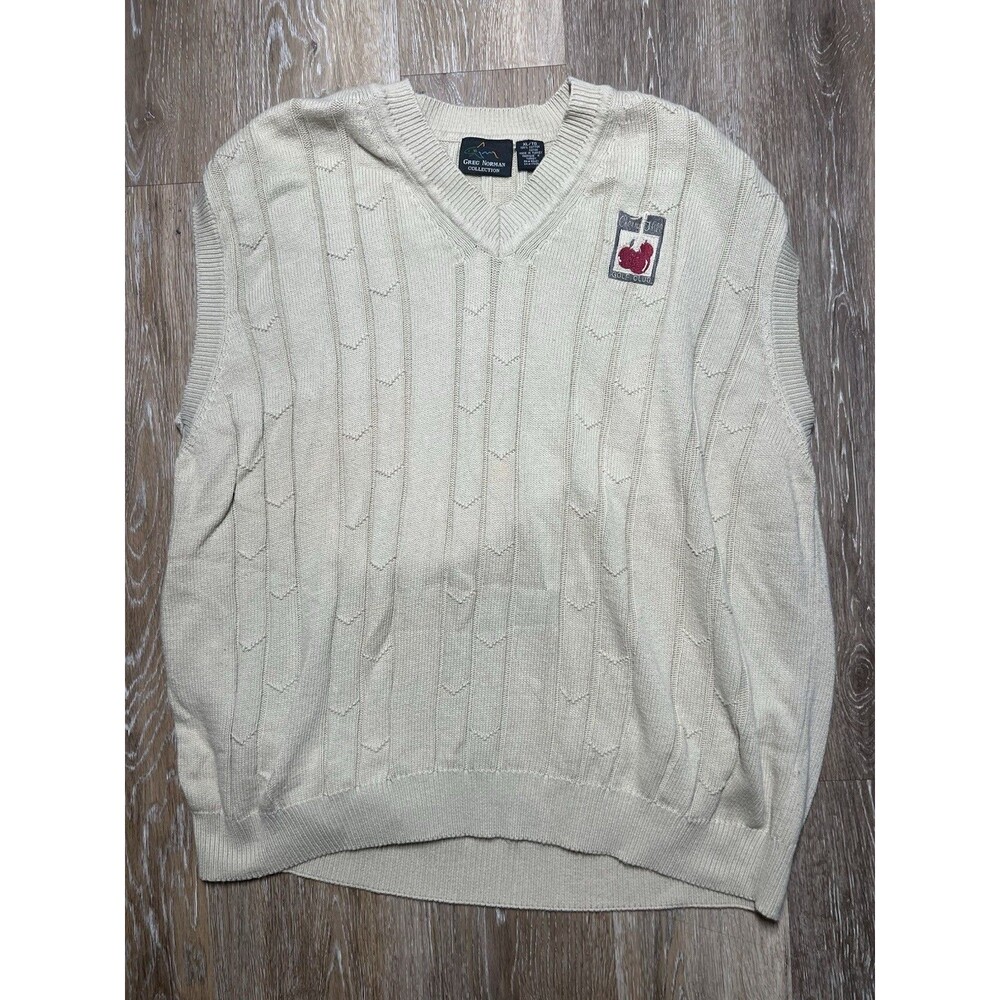Greg Norman Cherry Hill Golf Club Vest 100% Cotton Vintage